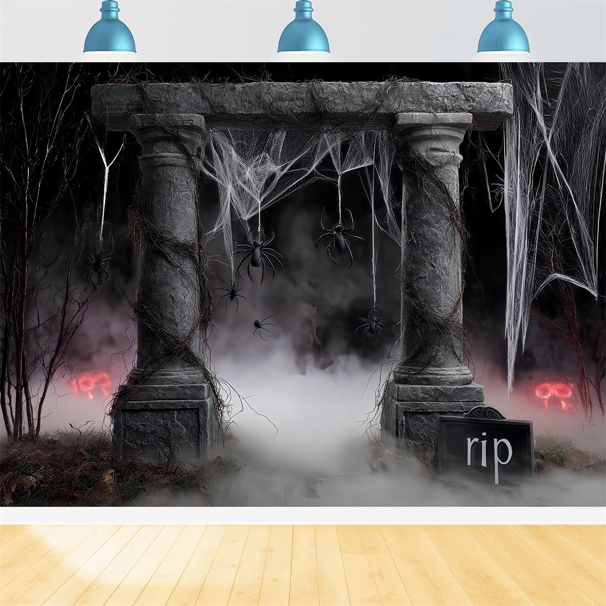 Halloween-Spinnenkulisse Spinnennetz Grab-S?ulen Halloween-Kulissen-Ideen TWW510-45