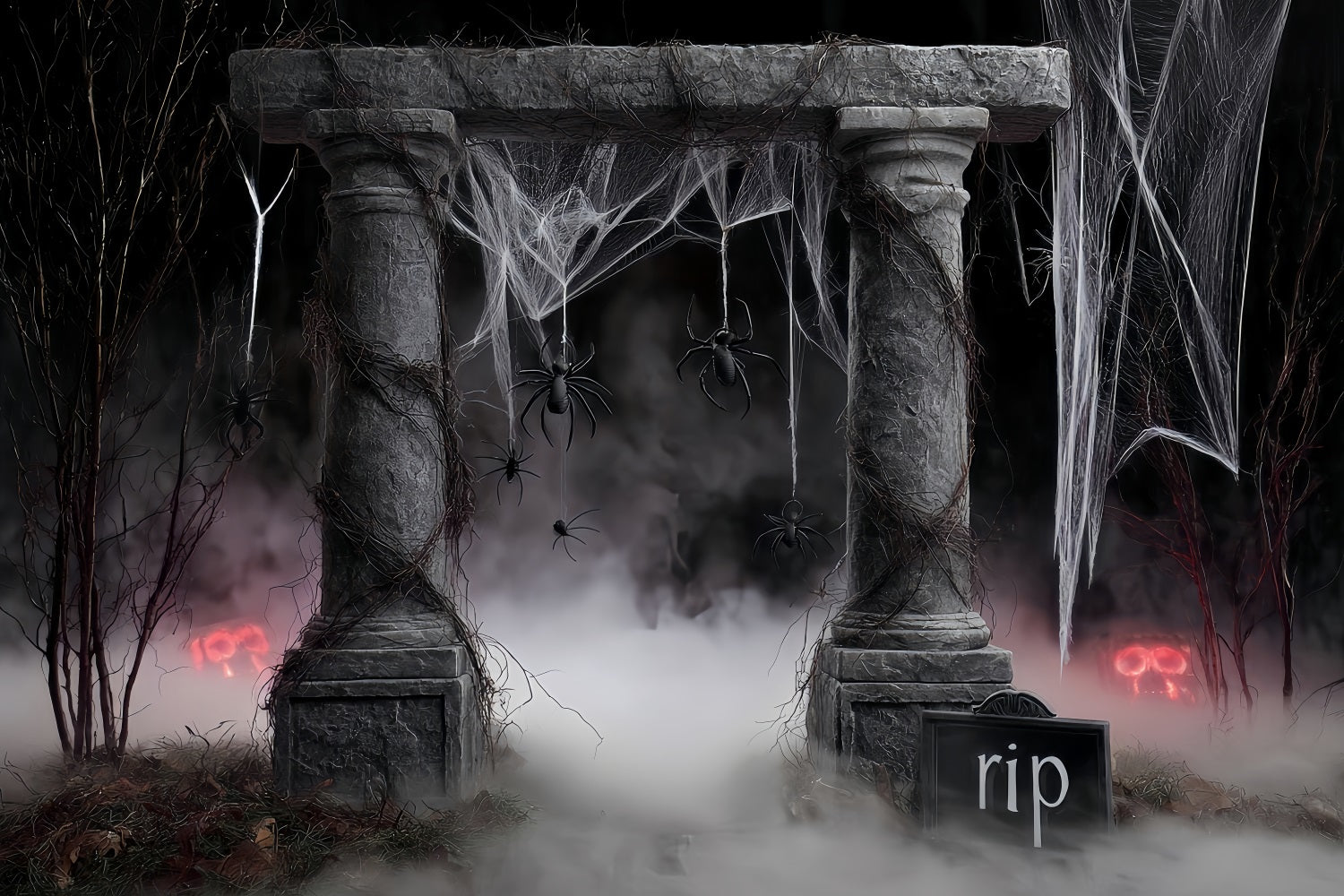Halloween-Spinnenkulisse Spinnennetz Grab-S?ulen Halloween-Kulissen-Ideen TWW510-45