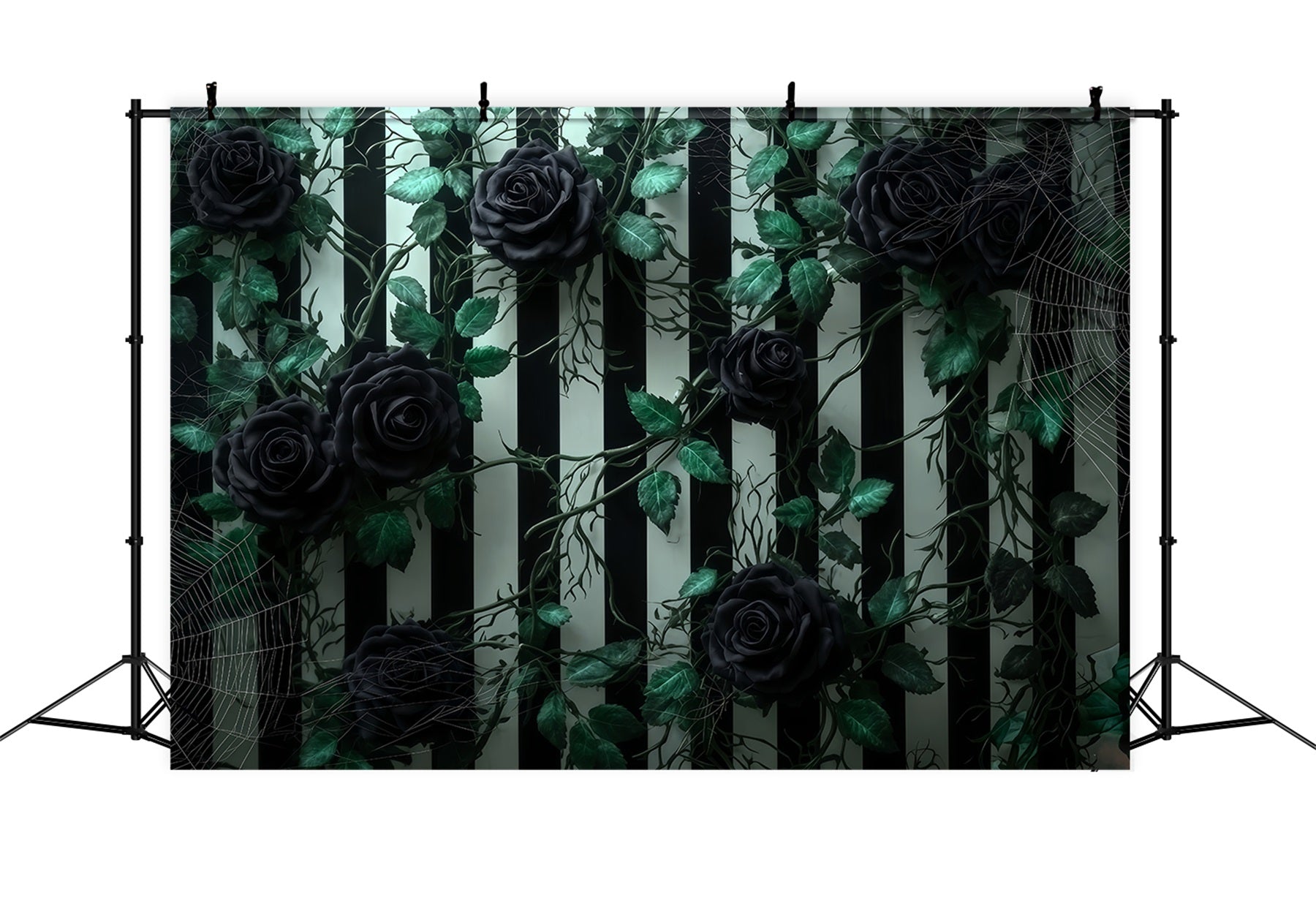 Halloween-Wandhintergrund Schwarze Rosen Gestreifte Wand Halloween-Hintergr¨¹nde f¨¹r Fotos TWW510-46