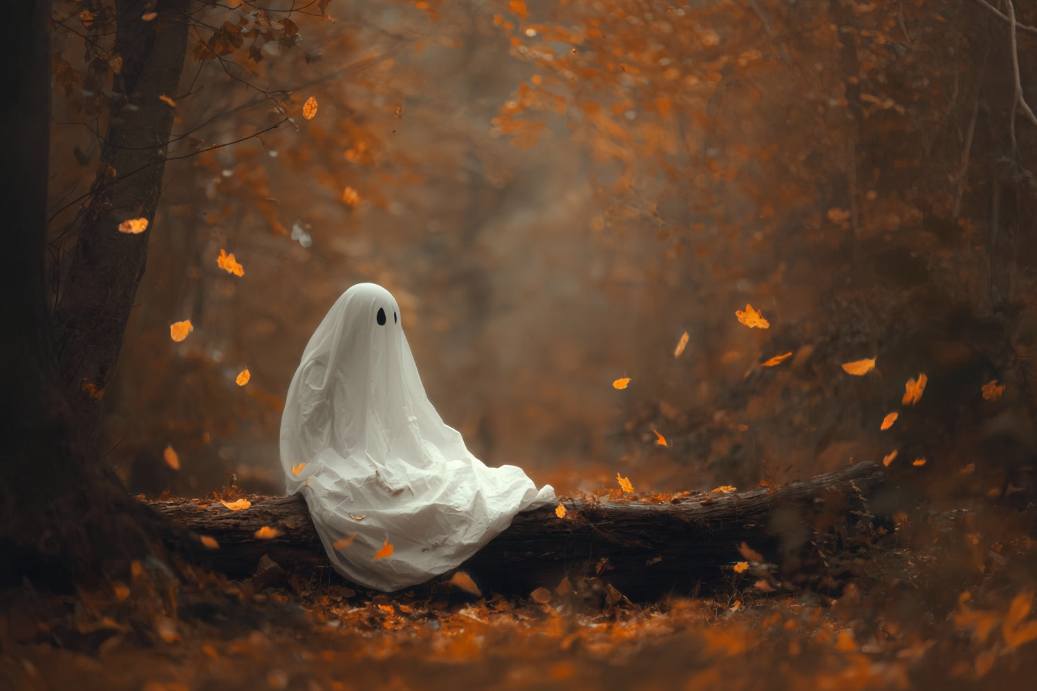 Halloween-Geister-Hintergrund Herbstwald Einsamer Geist Gruseliger Halloween-Hintergrund TWW510-48