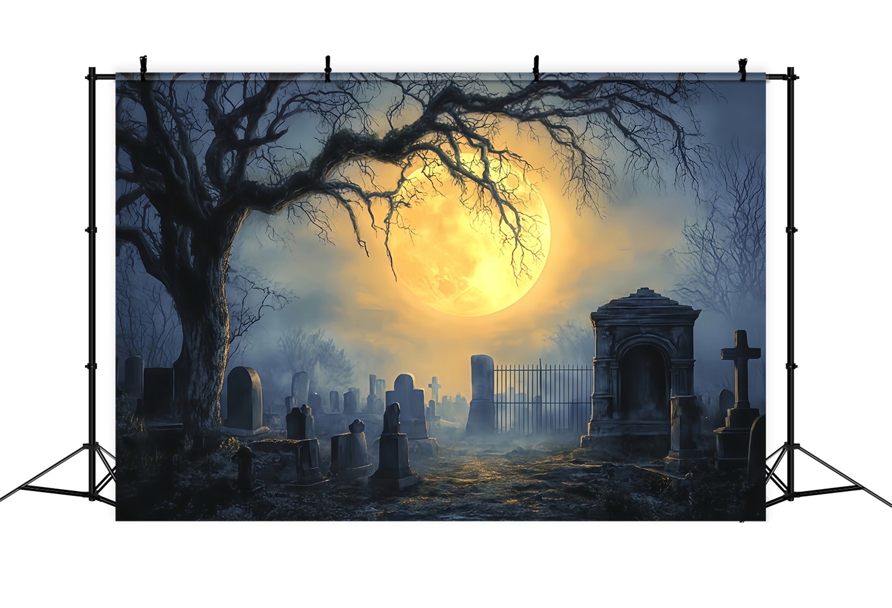 Friedhof-Hintergrund Vollmond Spukfriedhof Halloween-Hintergrundideen TWW510-5