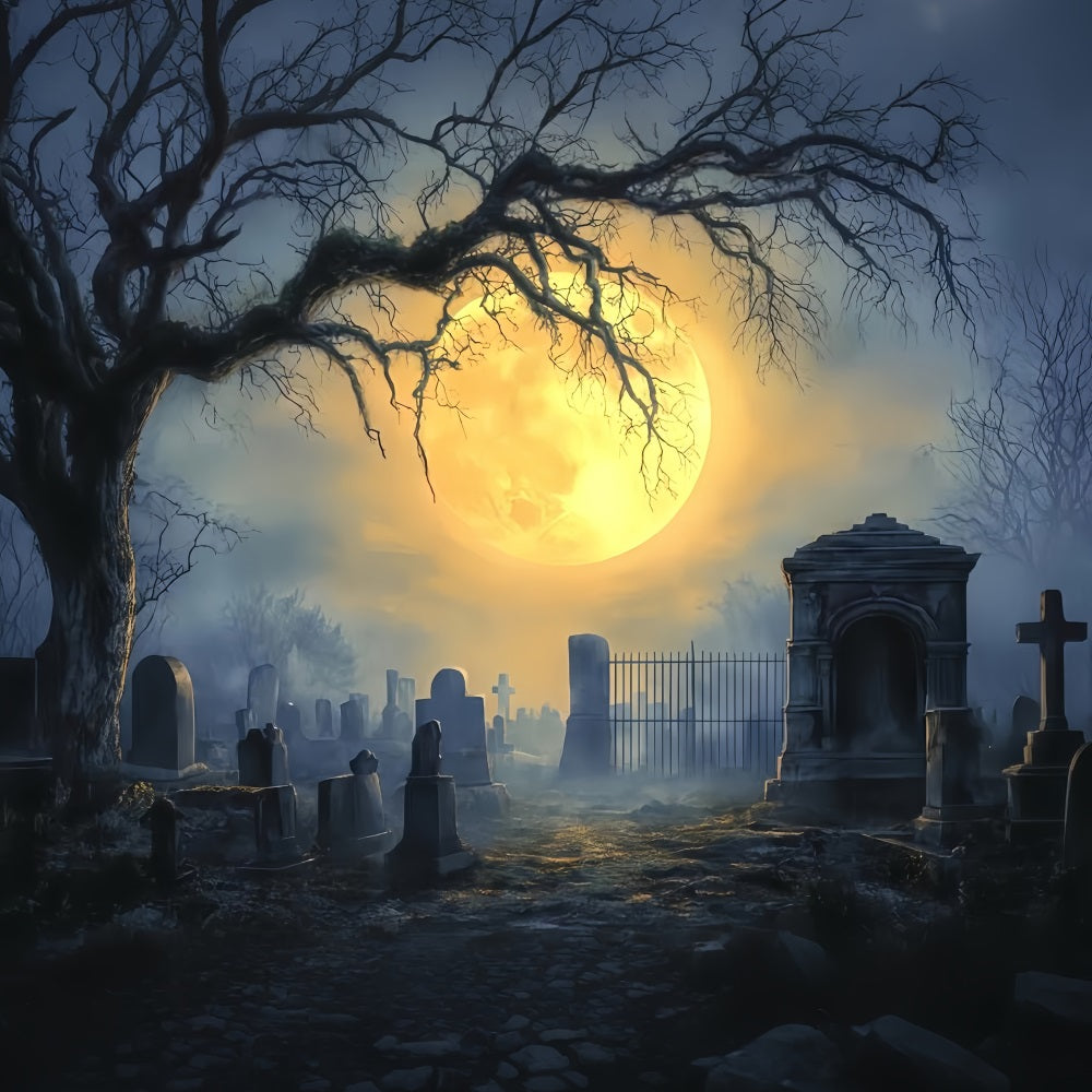 Friedhof-Hintergrund Vollmond Spukfriedhof Halloween-Hintergrundideen TWW510-5