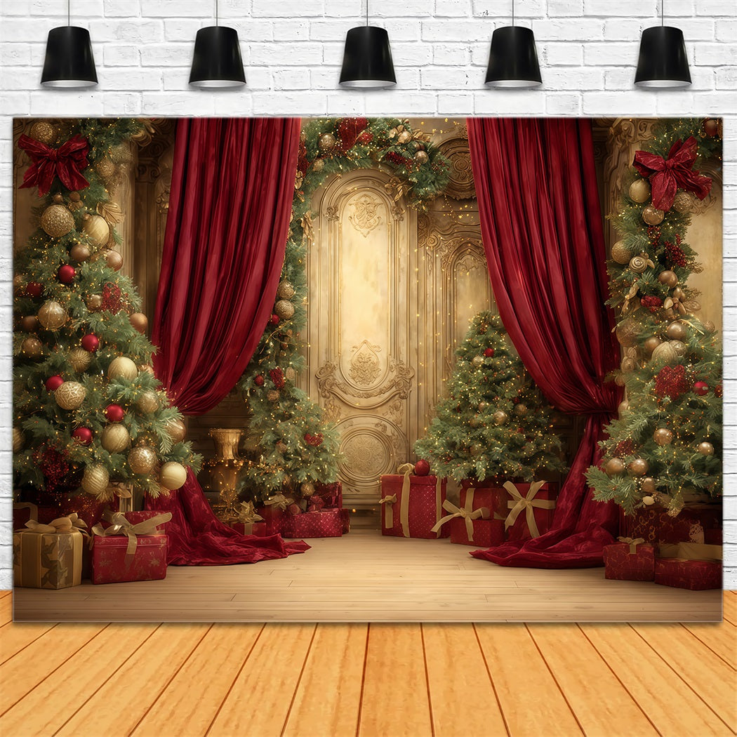 Weihnachtswand-Hintergrund Goldener Palast Festliche Eleganz Weihnachtshintergr¨¹nde TWW510-54