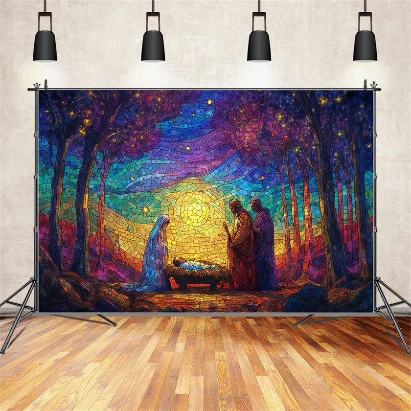 Krippen-Hintergrund Buntglas-Krippe Glanz Weihnachts-Hintergründe Verkauf TWW510-60