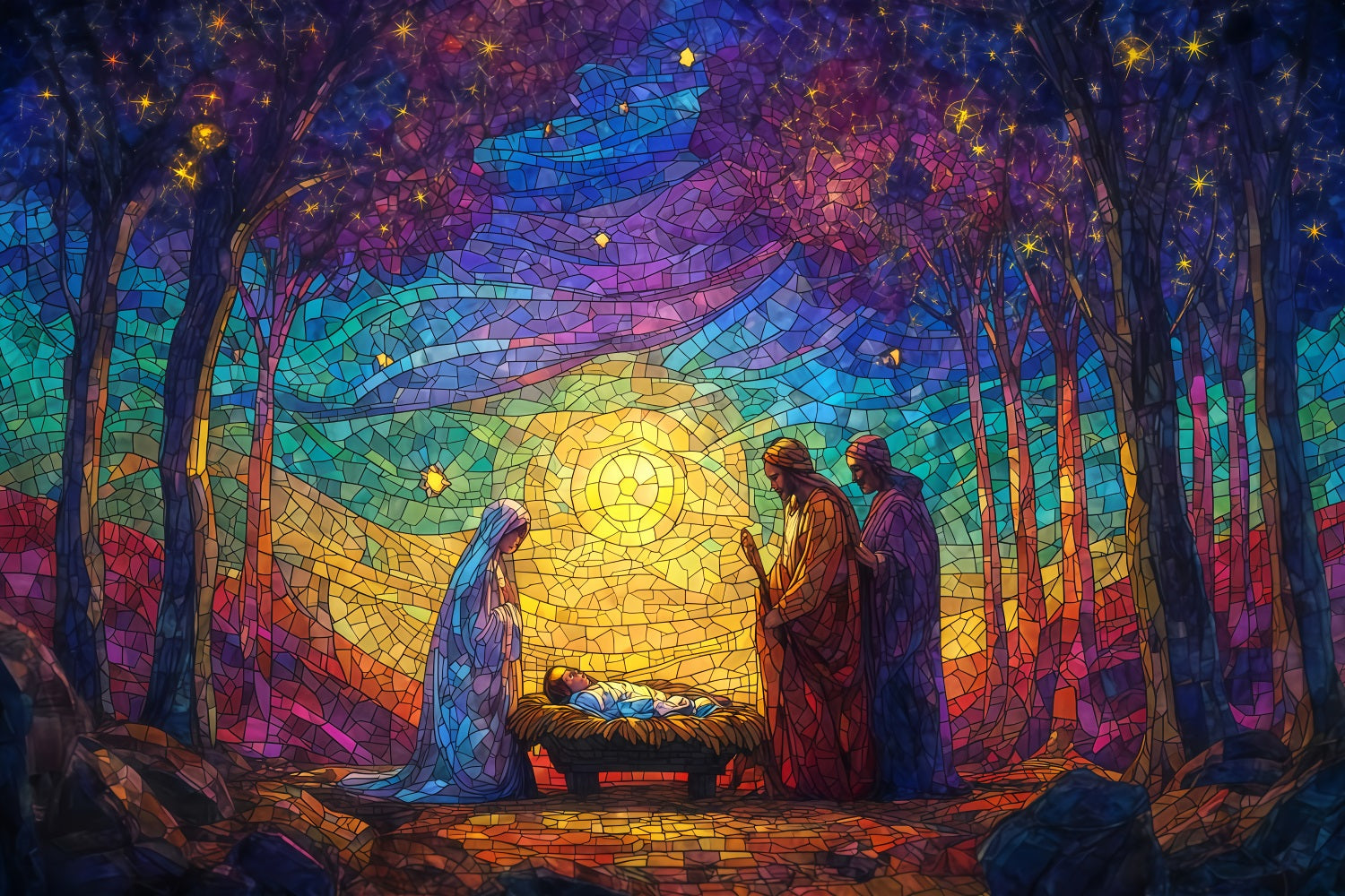 Krippen-Hintergrund Buntglas-Krippe Glanz Weihnachts-Hintergr¨¹nde Verkauf TWW510-60