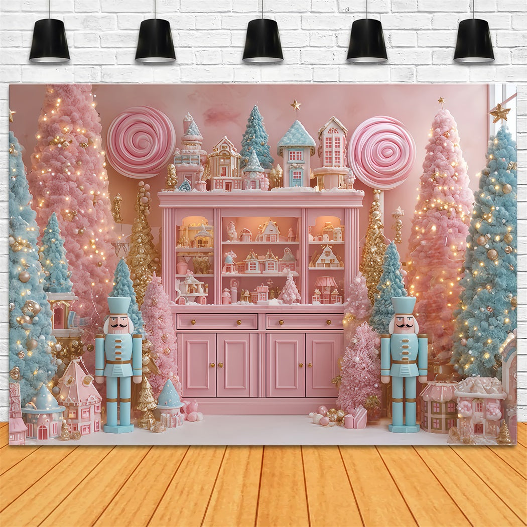 Nussknacker-Hintergrund Candyland Pastellrosa Bäume Weihnachts-Hintergrund TWW510-62