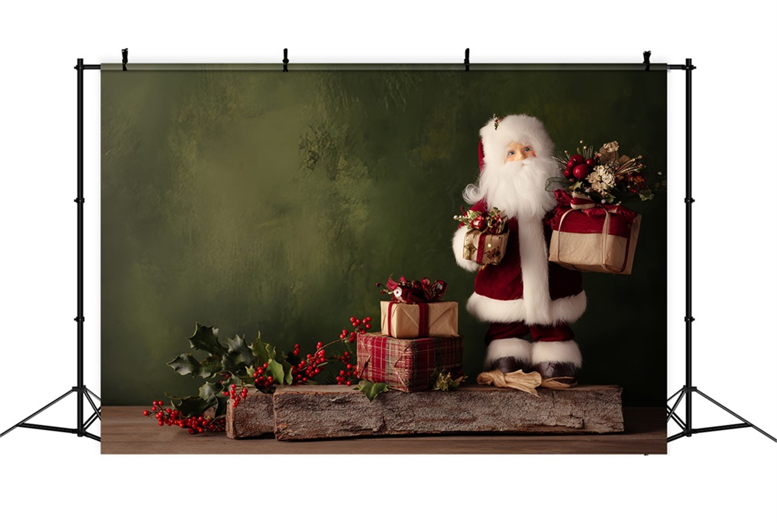 Weihnachtsmann-Hintergrund Rustikaler Weihnachtsmann-Geschenktisch Weihnachtsfotografie-Hintergründe TWW510-71