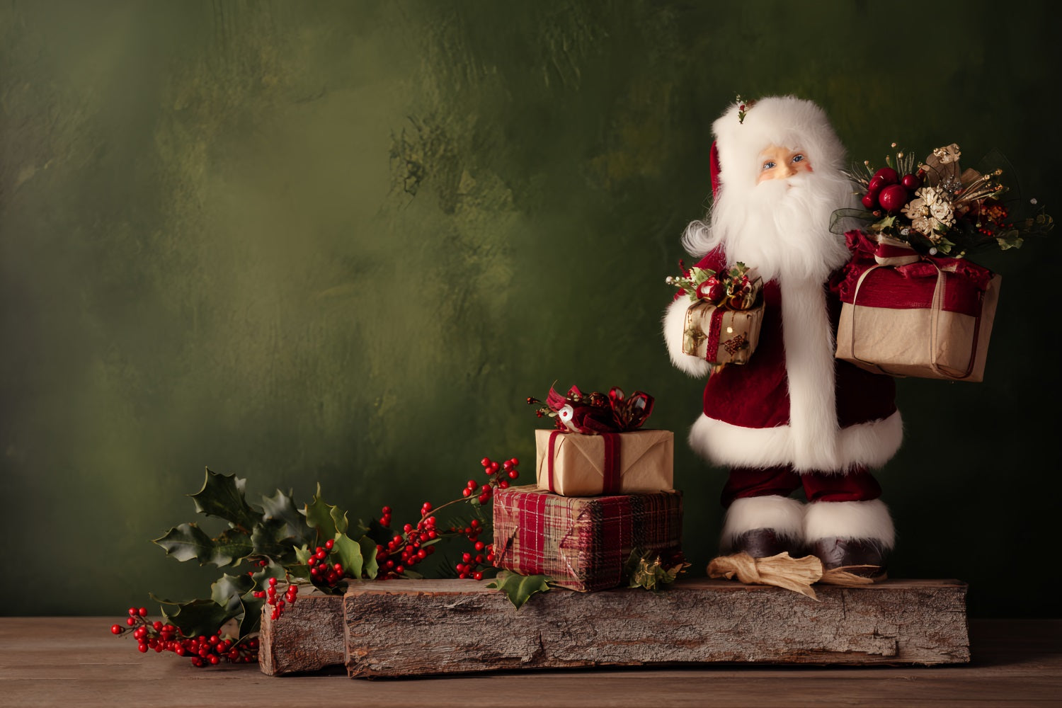 Weihnachtsmann-Hintergrund Rustikaler Weihnachtsmann-Geschenktisch Weihnachtsfotografie-Hintergr¨¹nde TWW510-71