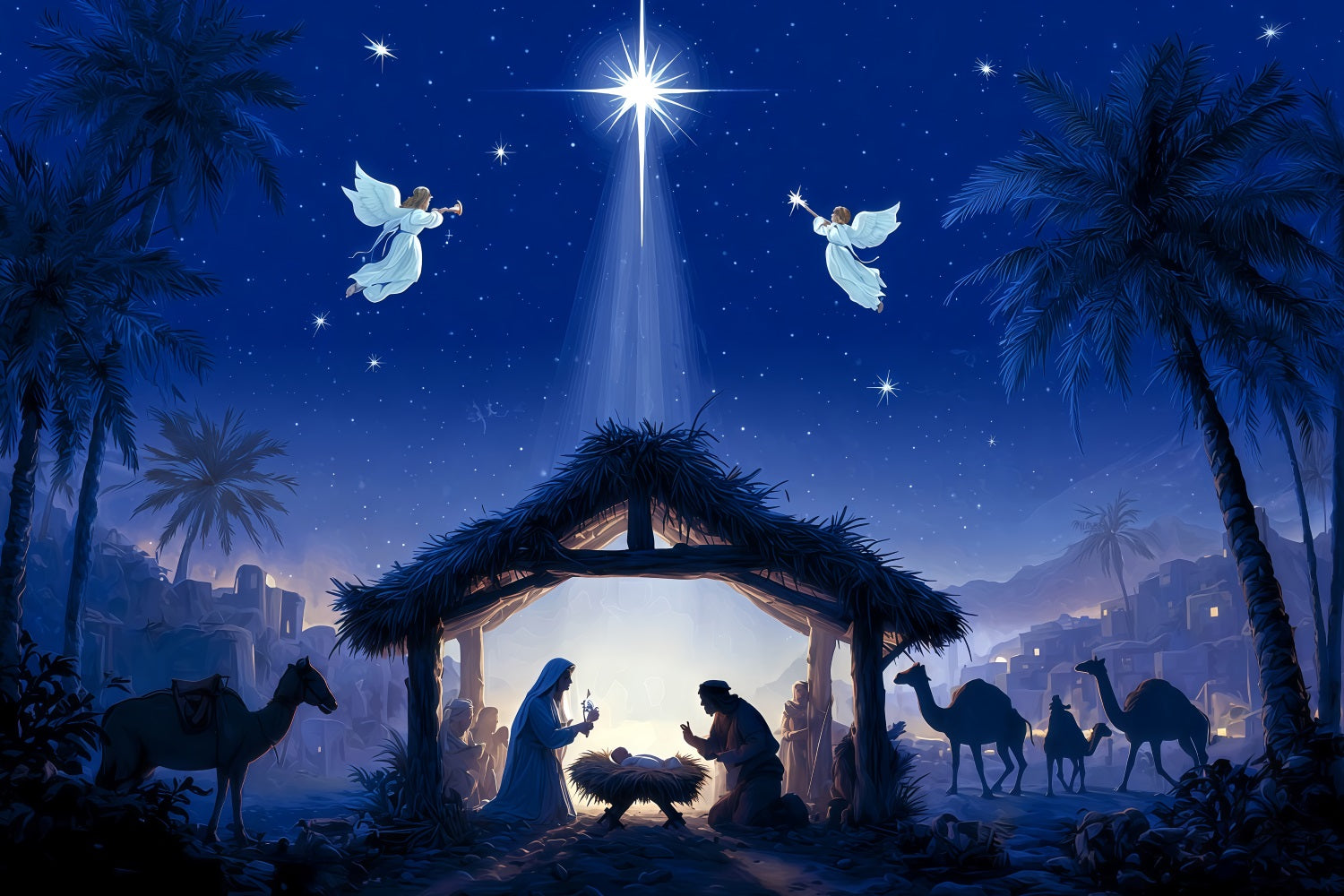 Krippen-Hintergrund Heilige Nacht Krippenstern Weihnachts-Hintergrund TWW510-72