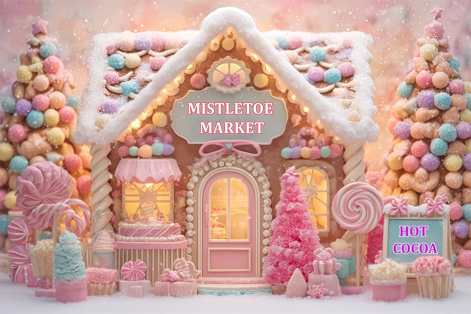 Lebkuchenhaus-Hintergrund Candyland S¨¹?warenladen Weihnachts-Foto-Hintergrund TWW510-74