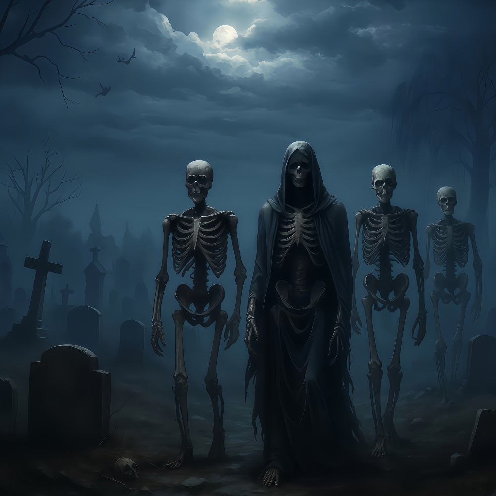 Halloween-Geisterkulisse Skelettarmee Mitternachtsmarsch Gruselige Halloween-Kulisse TWW510-8