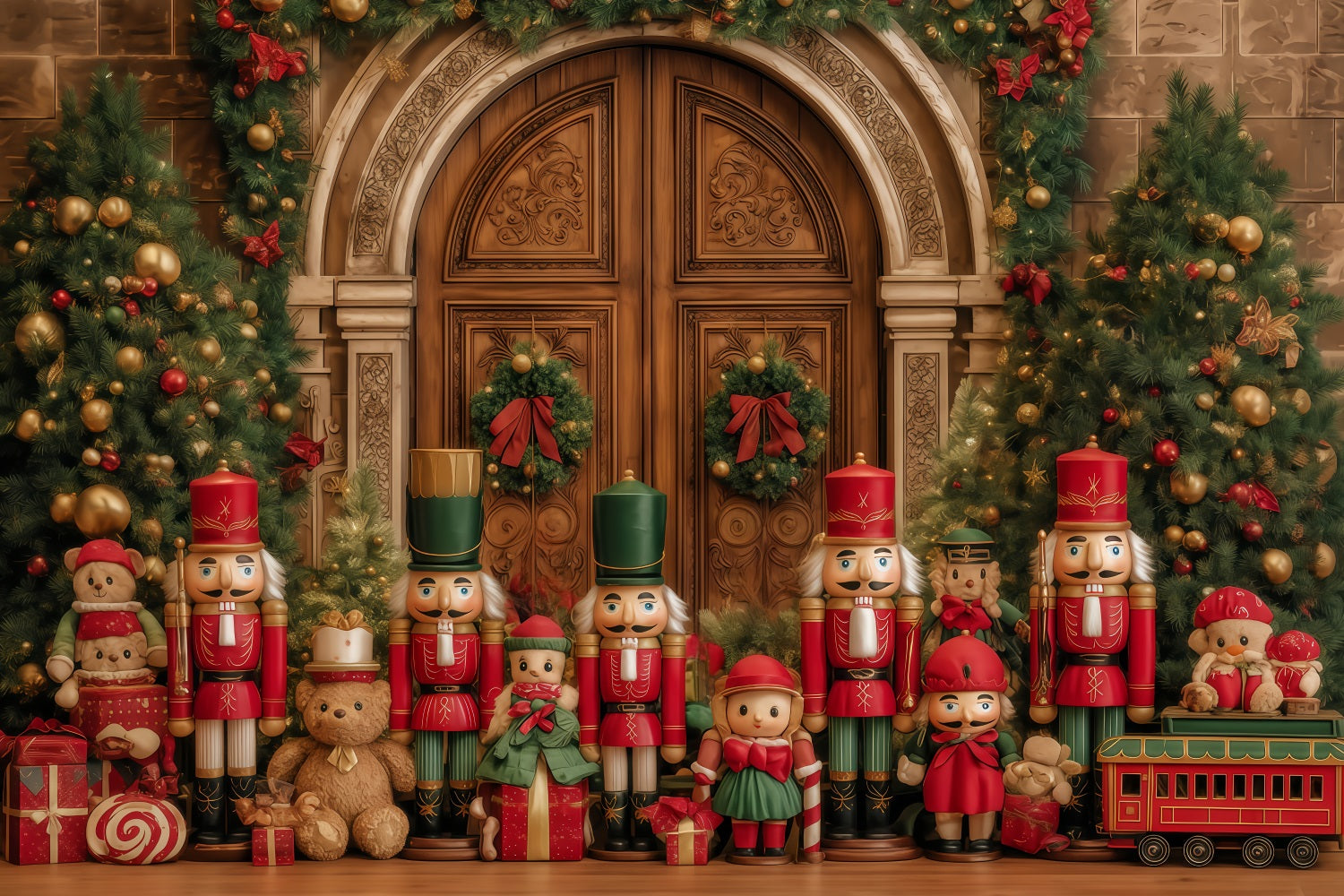 Nussknacker-Hintergr¨¹nde Nussknacker-Spielzeugsoldaten-Display Weihnachtshintergrund-Ideen TWW510-85