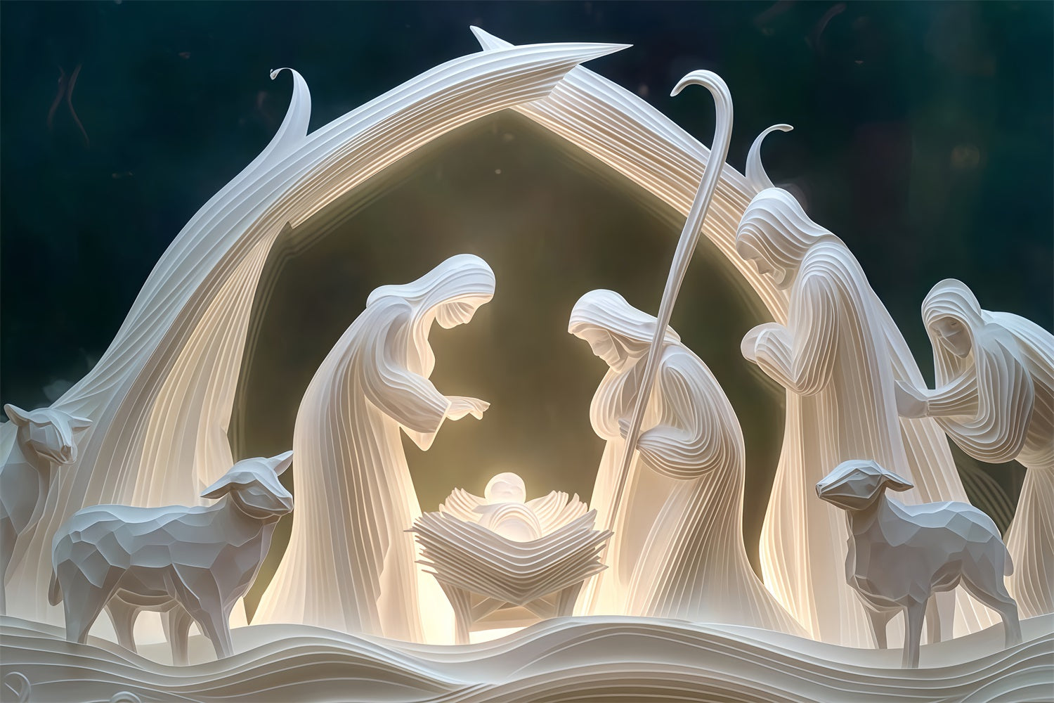 Krippen-Hintergrund Papierskulptur Heilige Geburt Weihnachtshintergrund TWW510-86