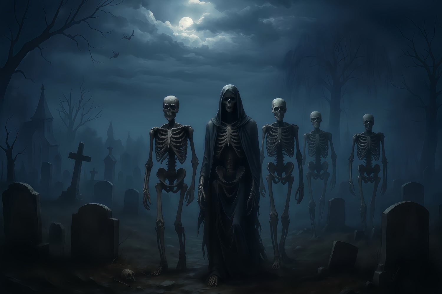 Halloween-Geisterkulisse Skelettarmee Mitternachtsmarsch Gruselige Halloween-Kulisse TWW510-8