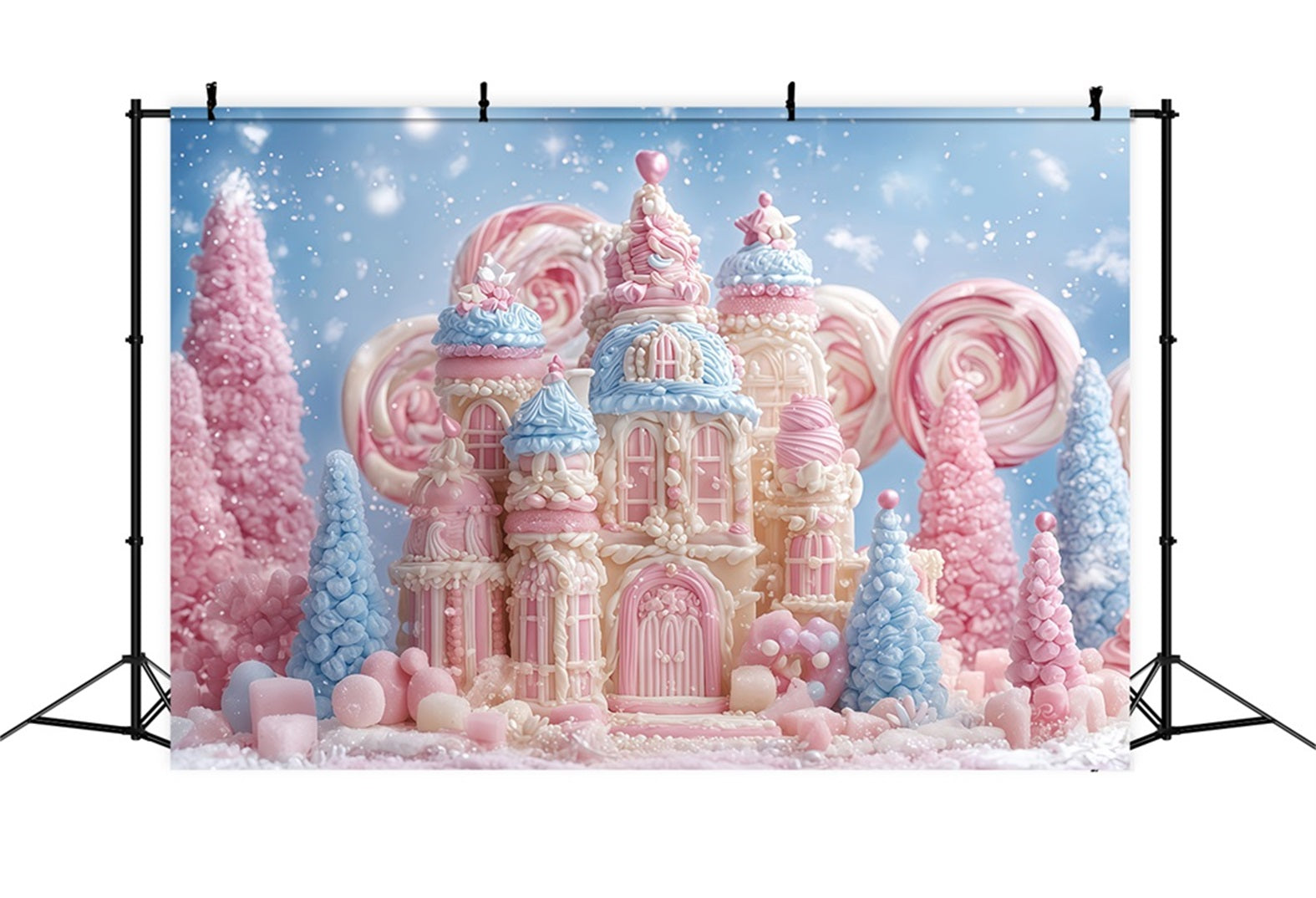 Lebkuchen-Hintergrund Candyland Pastellfarbenes Schloss Weihnachtshintergr¨¹nde TWW510-95