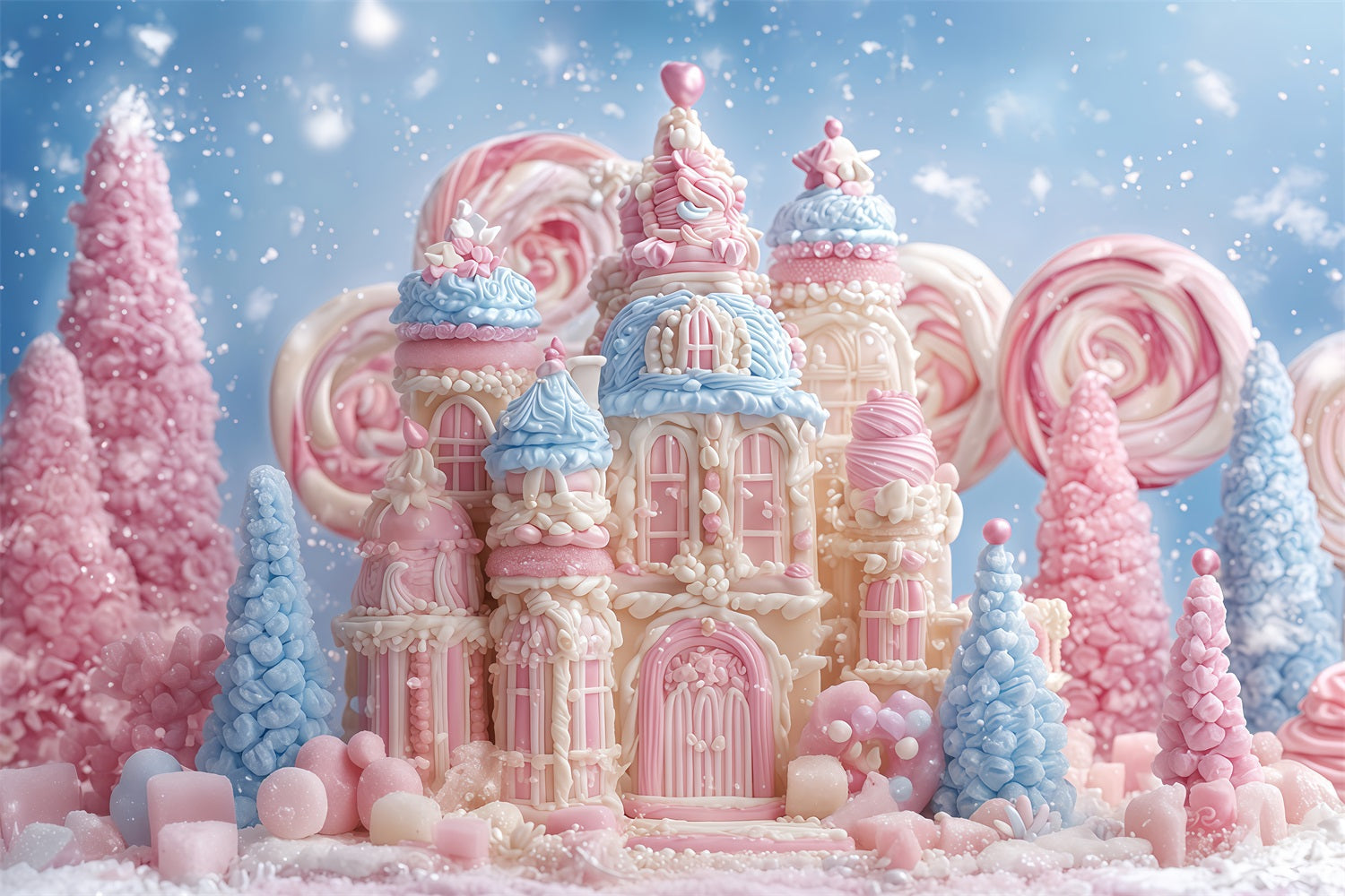 Lebkuchen-Hintergrund Candyland Pastellfarbenes Schloss Weihnachtshintergr¨¹nde TWW510-95