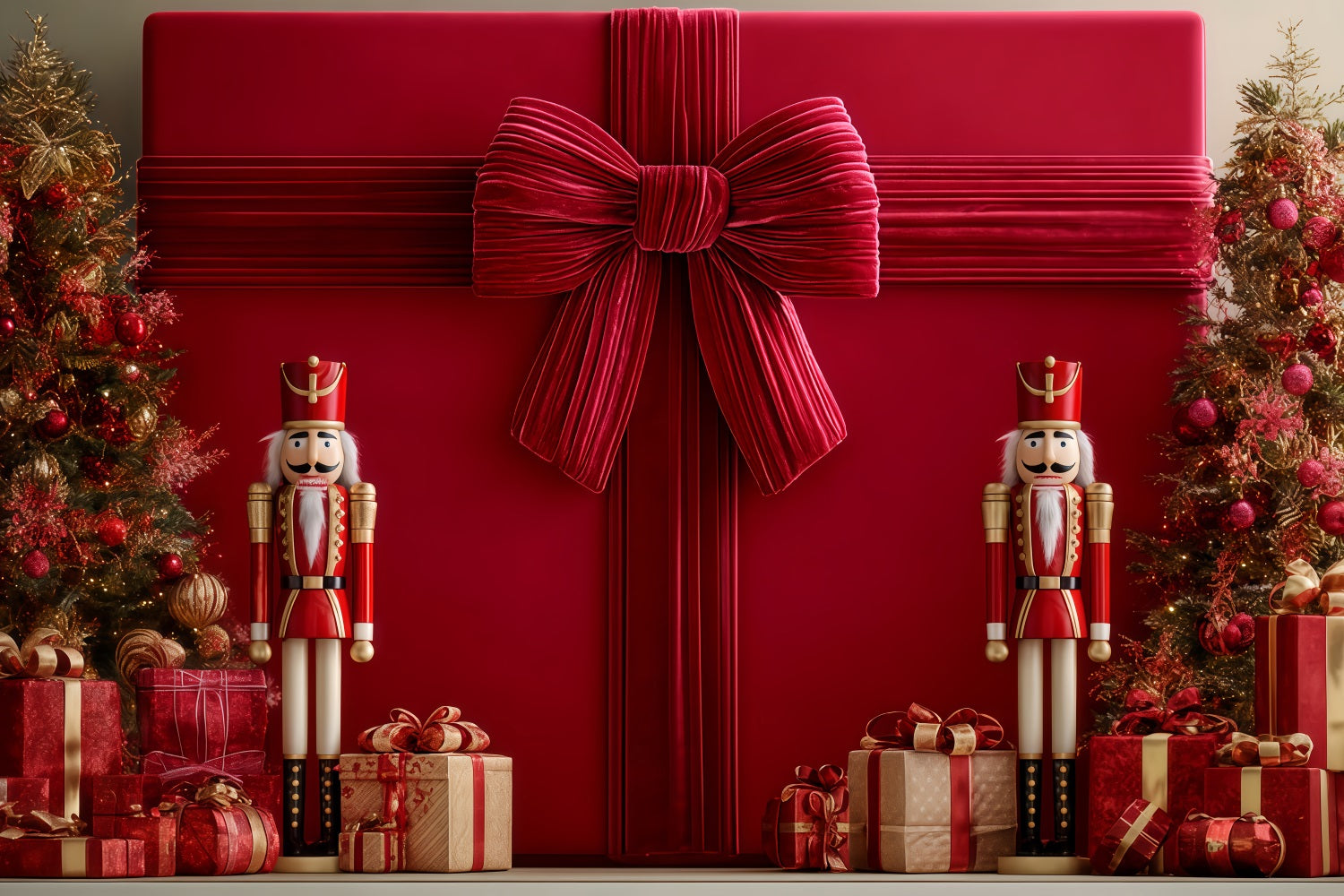 Riesenschleifen-Hintergrund Riesiges Geschenk Nussknacker-Display Weihnachtshintergr¨¹nde TWW510-97