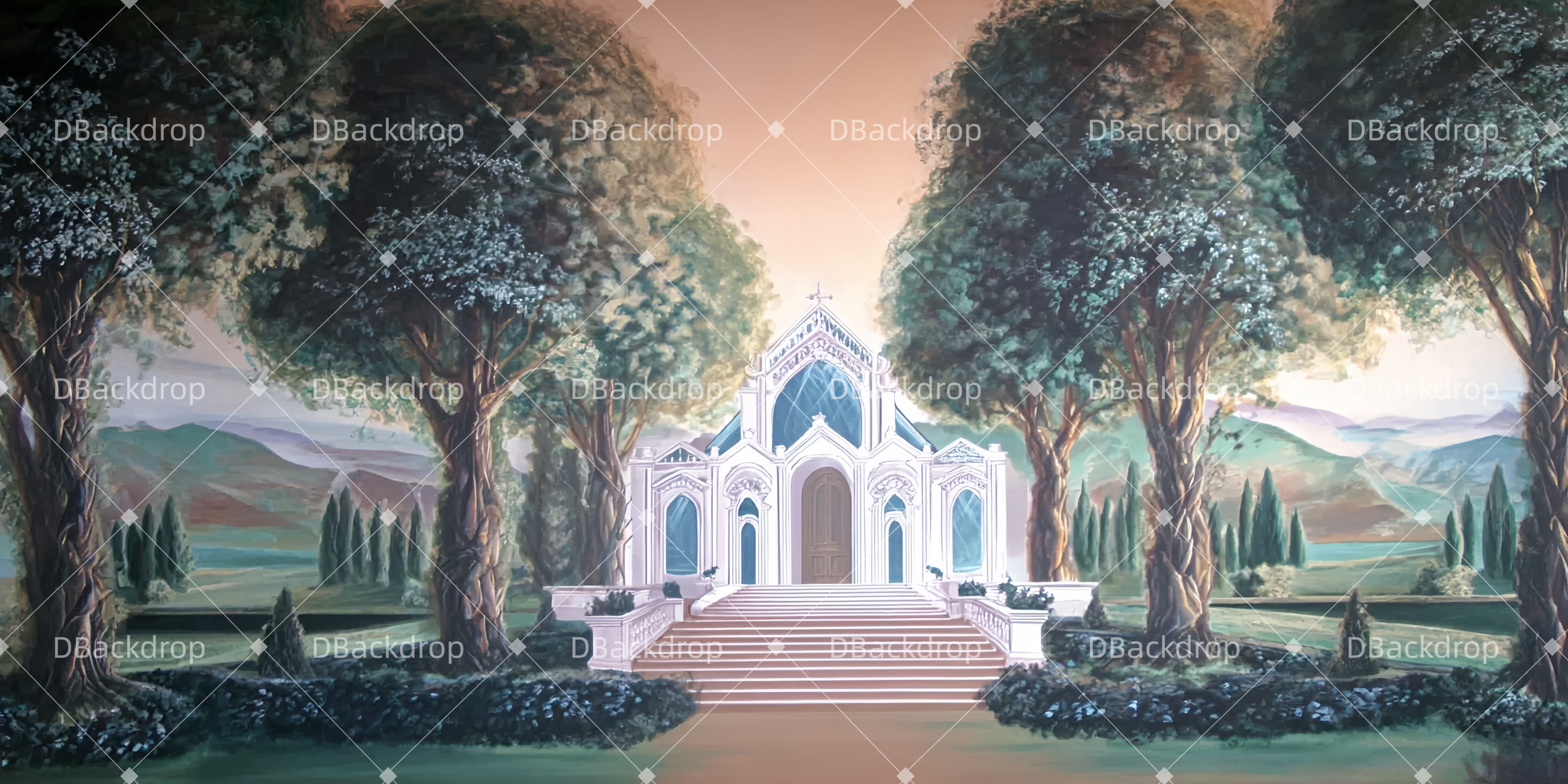 Hintergrund Theater Vorhang Die Außenansicht der Hochzeitskapelle Theater Backdrop TWW510-T27