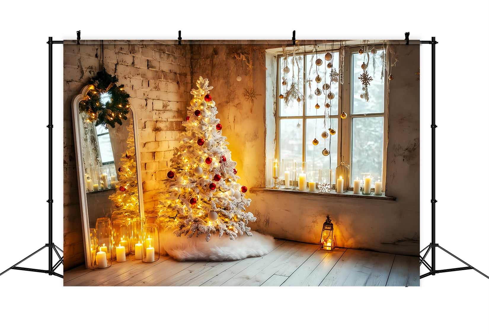 Neujahrs-Hintergrund Gemütliche Kerzen Weihnachtsbaum Frohes Neues Jahr Hintergrund TWW512-1