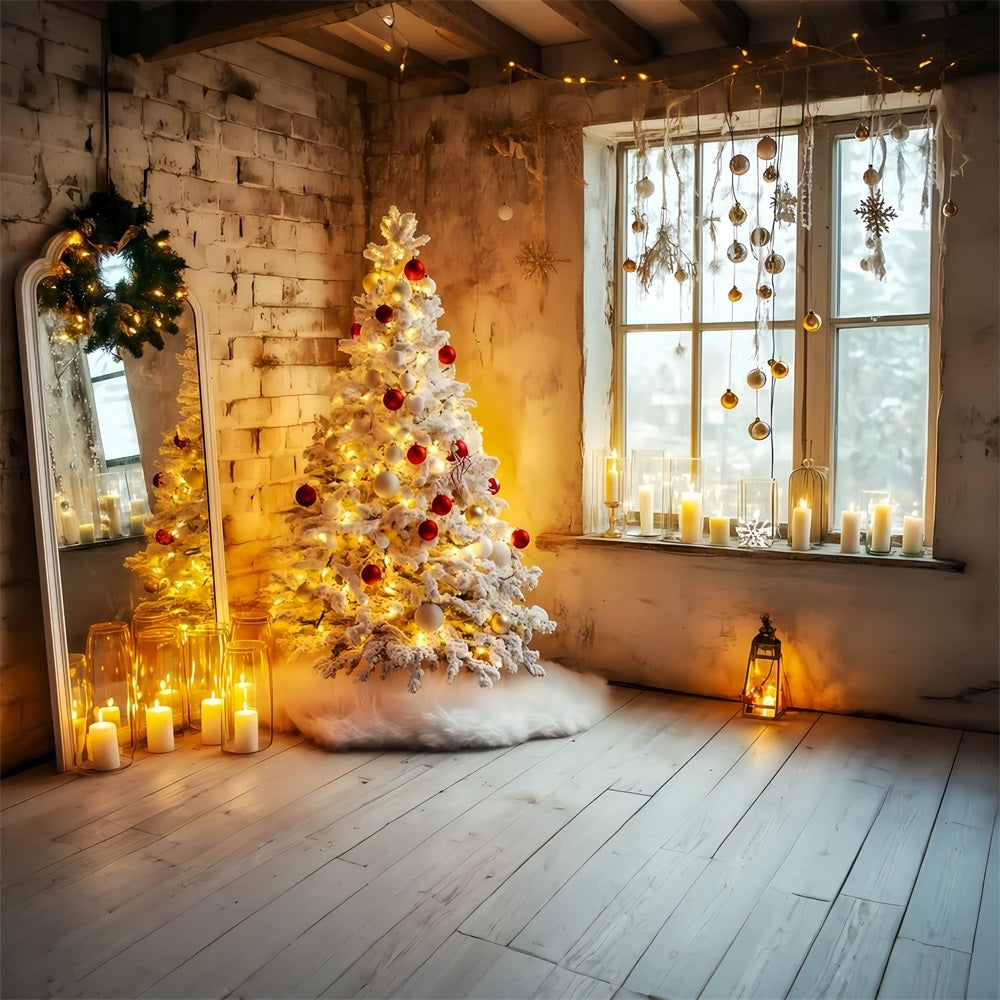 Neujahrs-Hintergrund Gemütliche Kerzen Weihnachtsbaum Frohes Neues Jahr Hintergrund TWW512-1