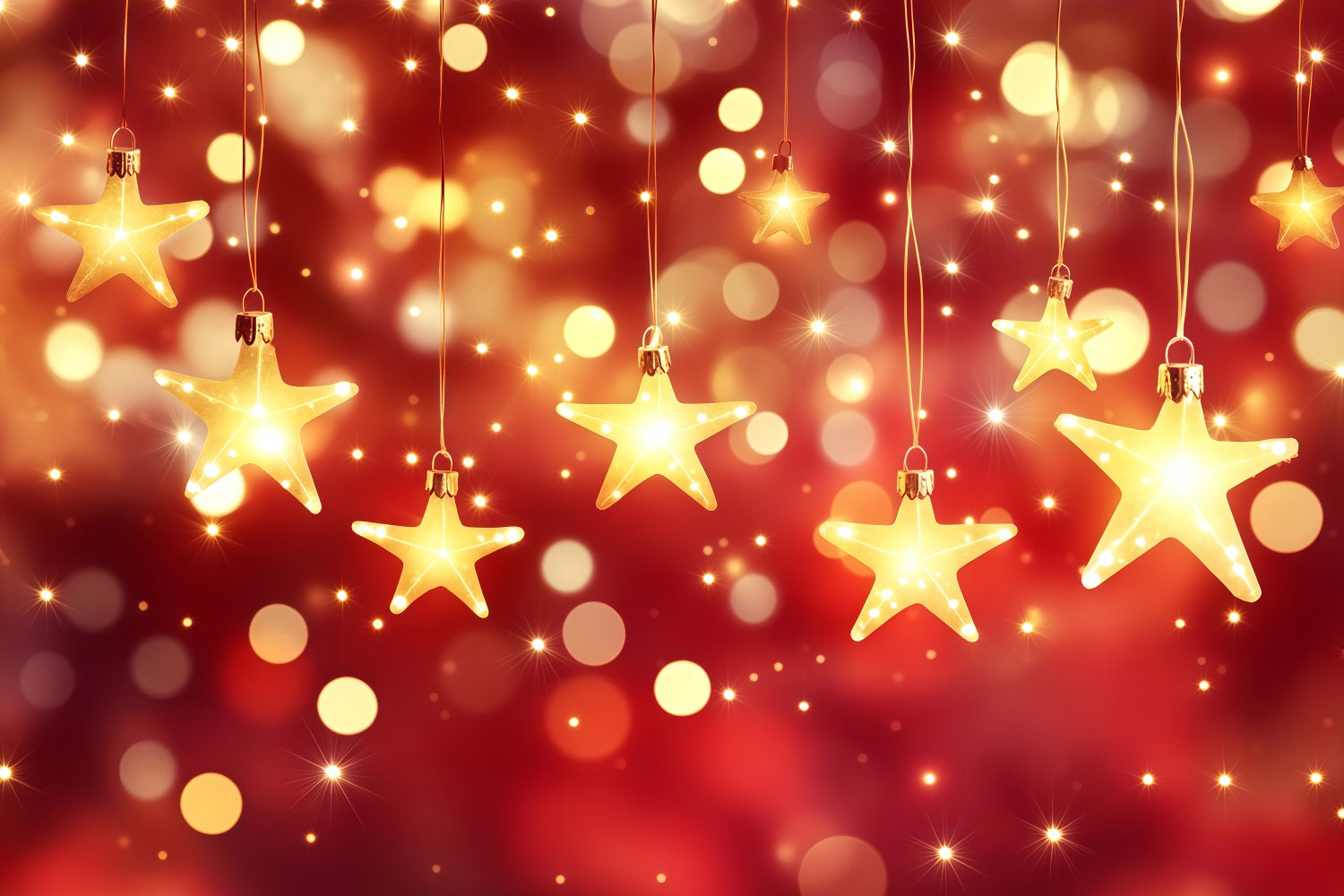 Neujahrs-Hintergründe Hängende Sternlichter Bokeh Goldglitter-Hintergrund TWW512-26