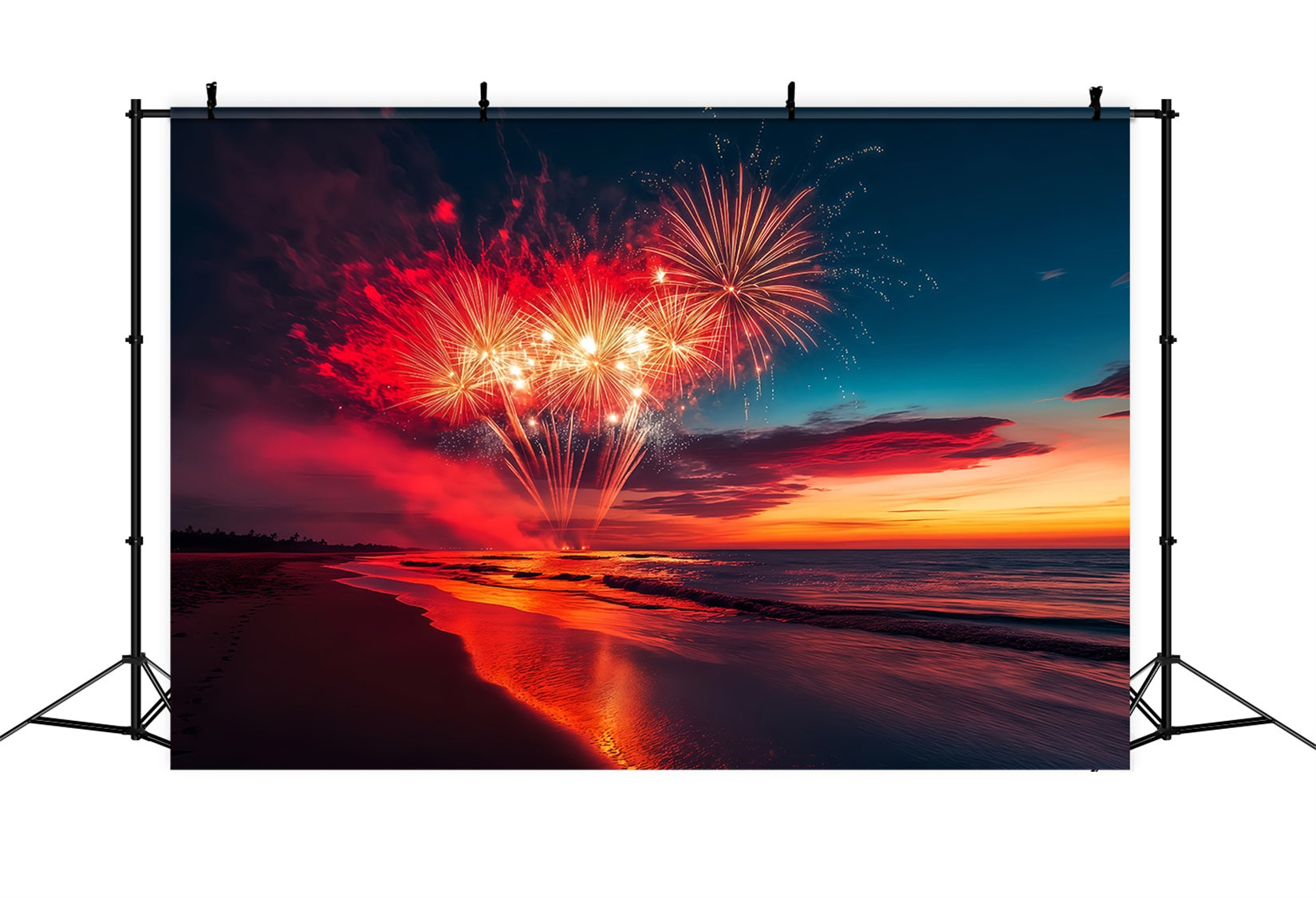 Frohes Neues Jahr Hintergrund Wolke Strand Feuerwerk Silvester Hintergrund TWW512-6
