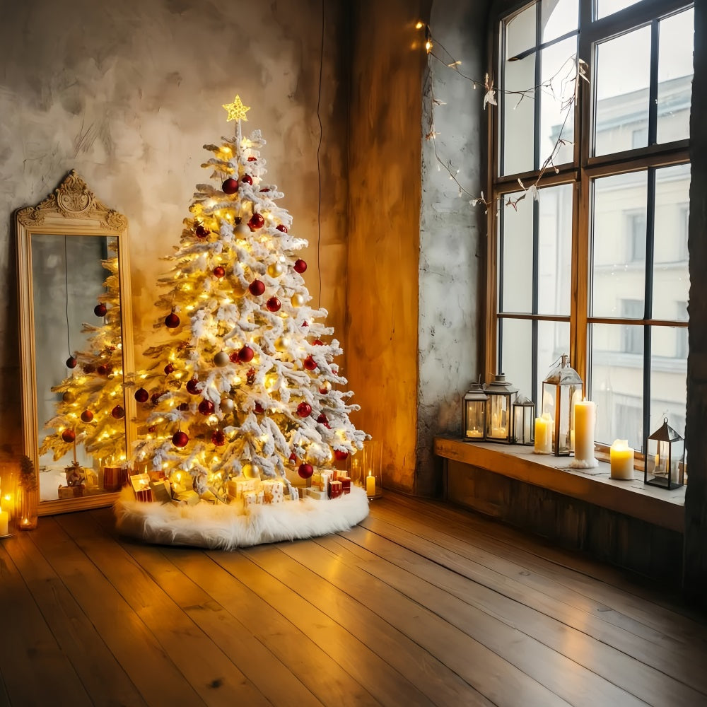 Neujahrsfoto-Hintergrund Weihnachtsbaum Kerzenlicht Glückwunsch zum neuen Jahr Hintergrund TWW512-9