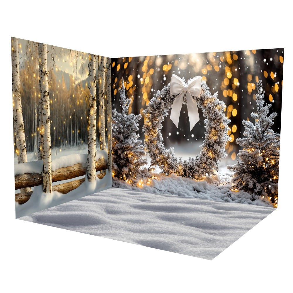 Winter Backdrops Glühender Wald Girlande Backdrop Raumset TWW57-100