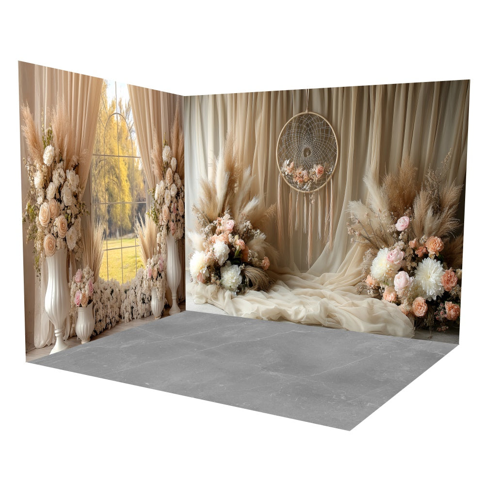 Böhmischer Stil Foto Hintergrund Romantische Boho Blumen Kulisse Zimmer Set TWW57-103