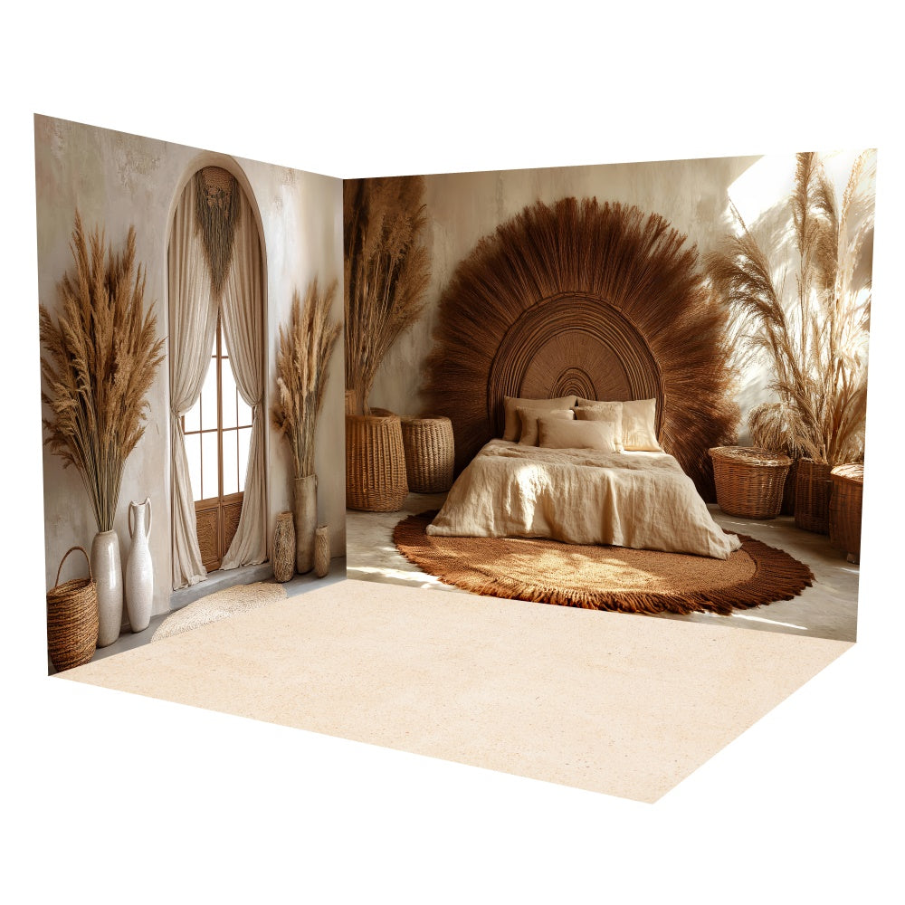 Boho Fotokulisse Natürliches Licht Schlafzimmer Kulisse Zimmer Set TWW57-104