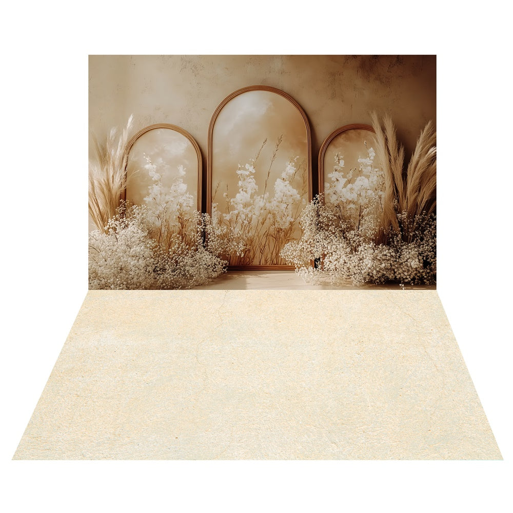 Beige Blossom Frame Hintergrundkulisse+Warmer Marmorboden Kulisse TWW57-106