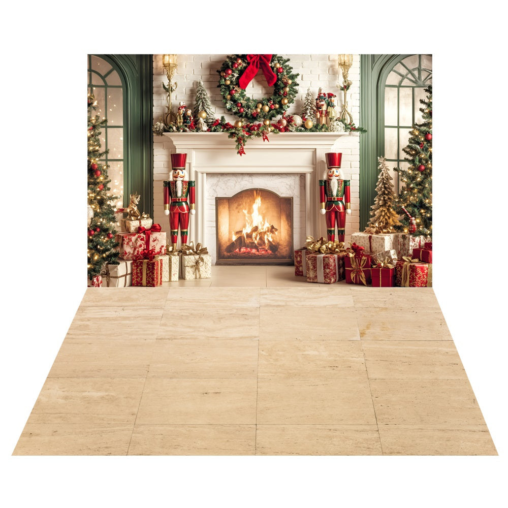 Weihnachten Herd Zimmer Hintergrund+Warme Kachel Boden Hintergrund TWW57-50