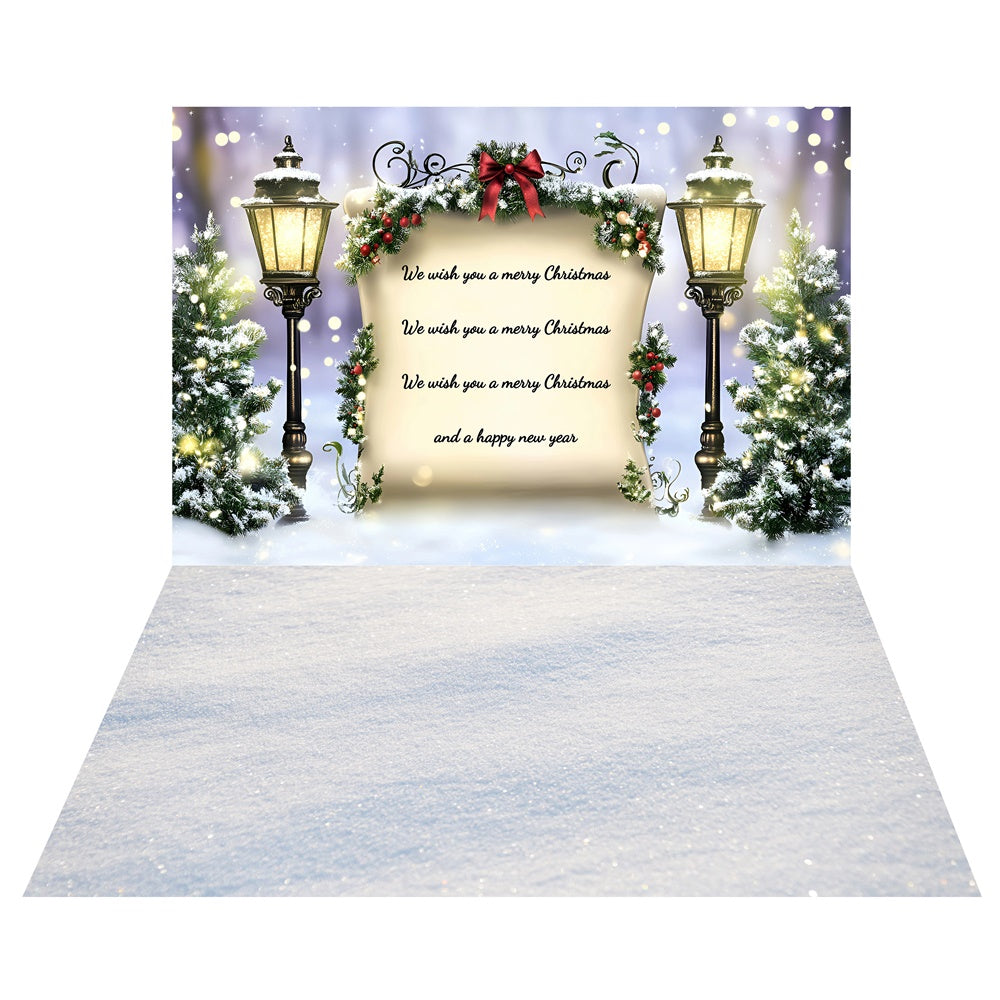 Feiertagsgrußtafel Hintergrund+Glitterschnee Bodenhintergrund TWW57-51