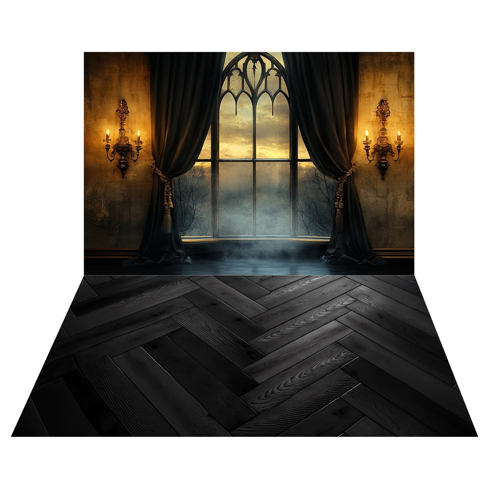 Haunted Mansion Fenster-Hintergrund+Herringbone Boden-Hintergrund TWW57-57