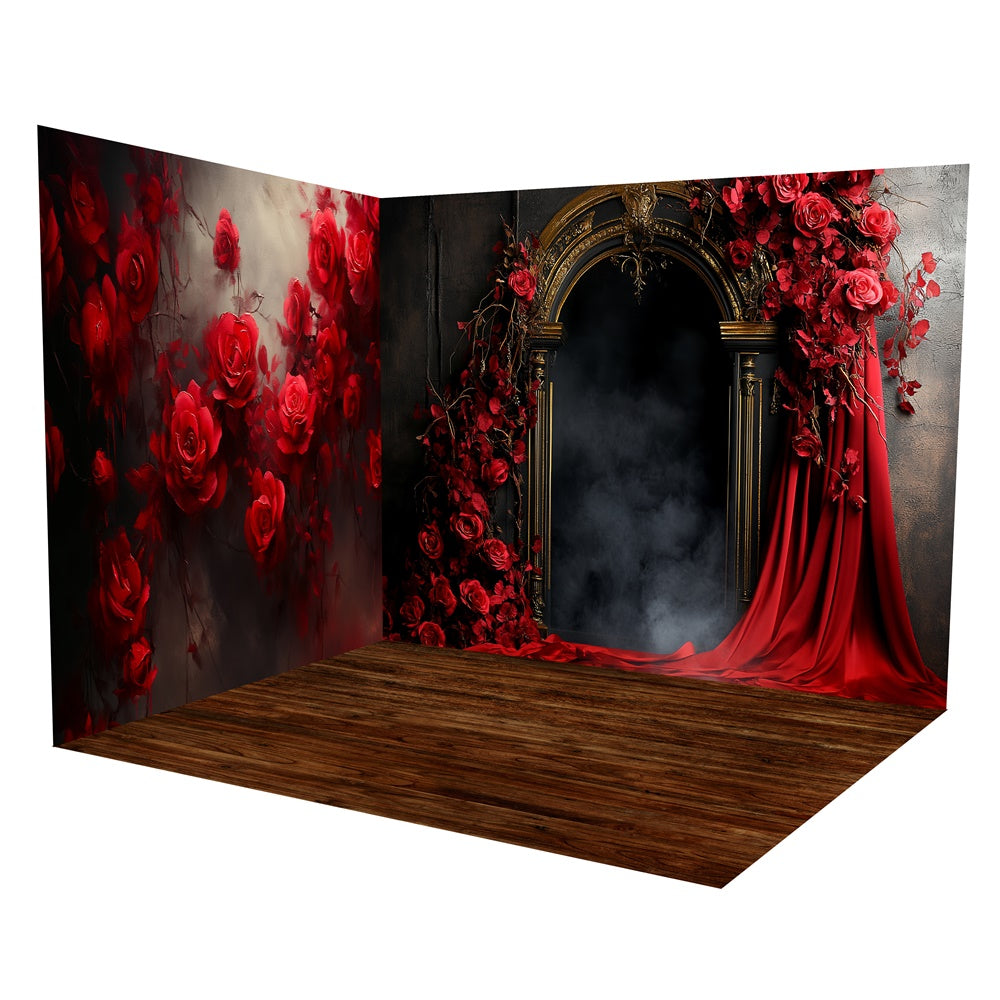Vintage Fotokulisse Crimson Rose Gothic Backdrop Raumset TWW57-61