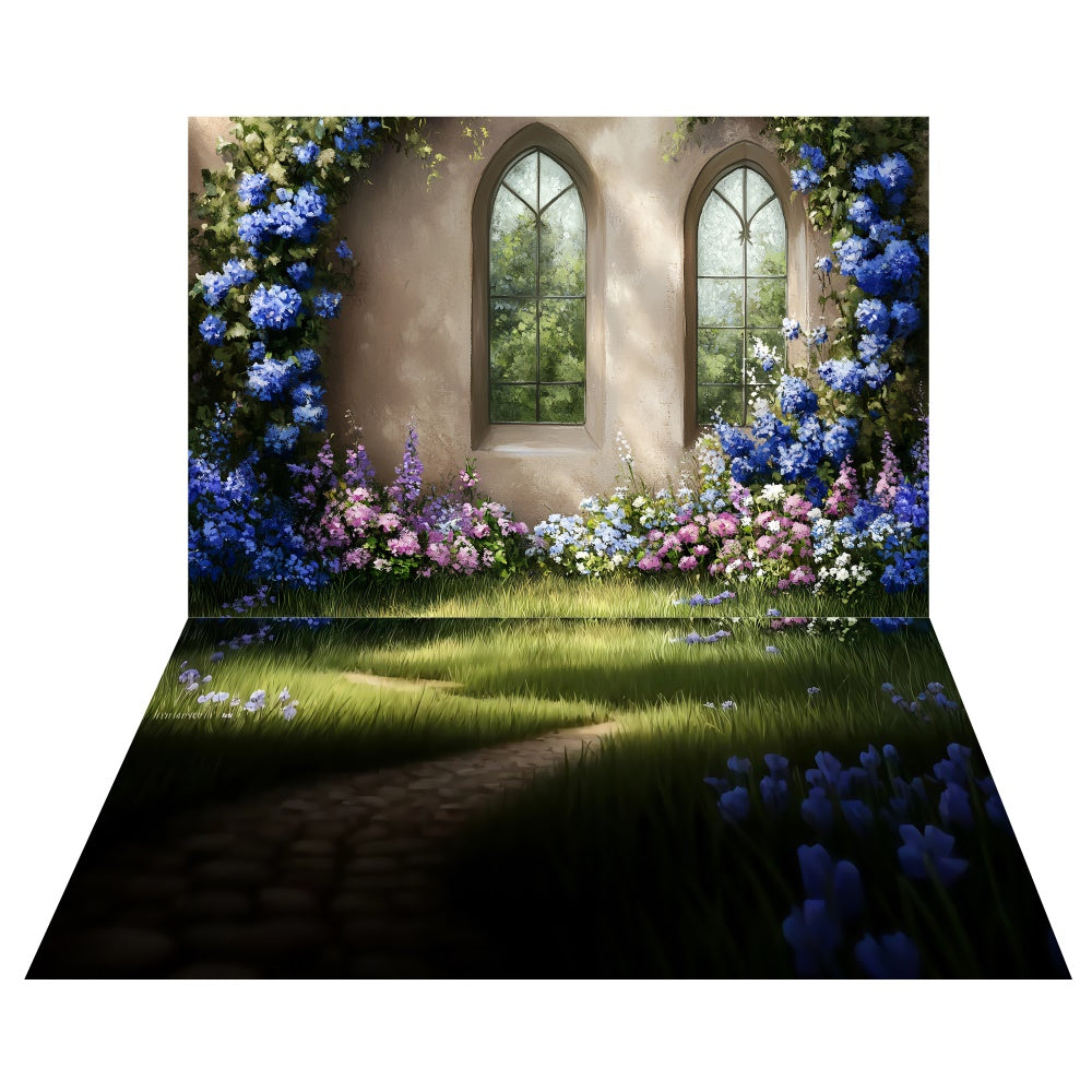 Enchanted Garden Fenster-Hintergrund+Wiesenweg Boden-Hintergrund TWW57-75