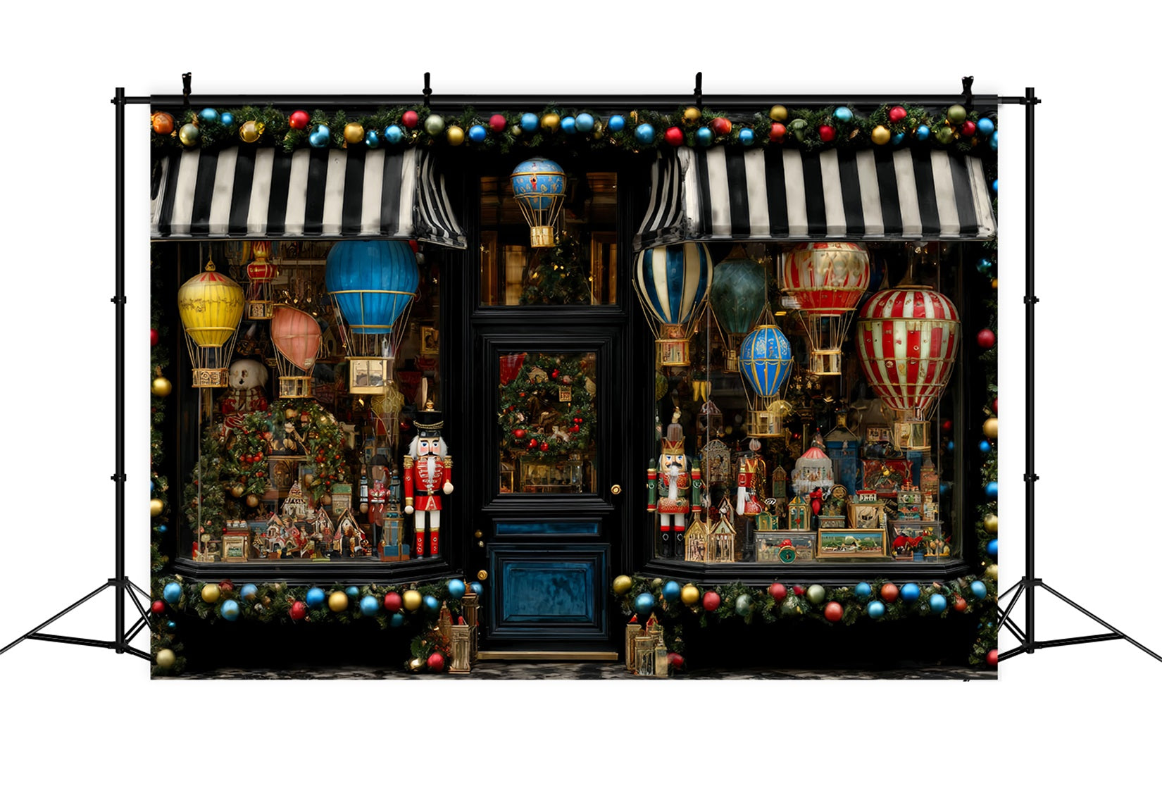 Spielzeugladen Fotohintergrund Nussknacker Heißluftballon-Display Weihnachtsfoto Fotohintergrund TWW59-107