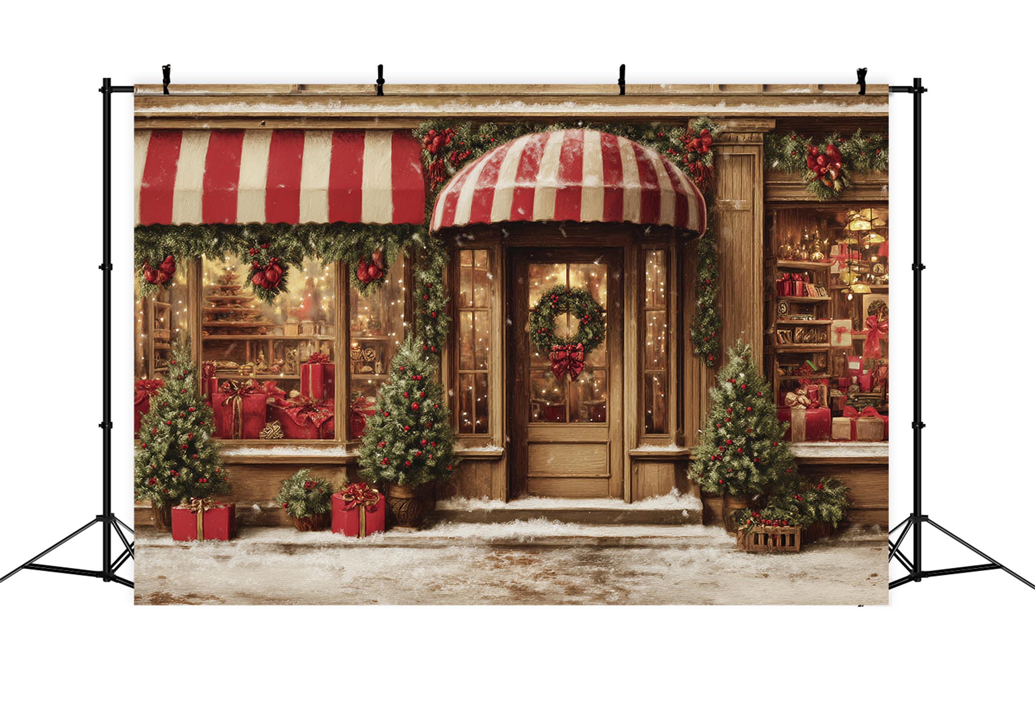 Spielzeugladen Fotohintergrund Zuckerstange Geschenkeladen-Weihnachtsfotografie-Hintergründe TWW59-109