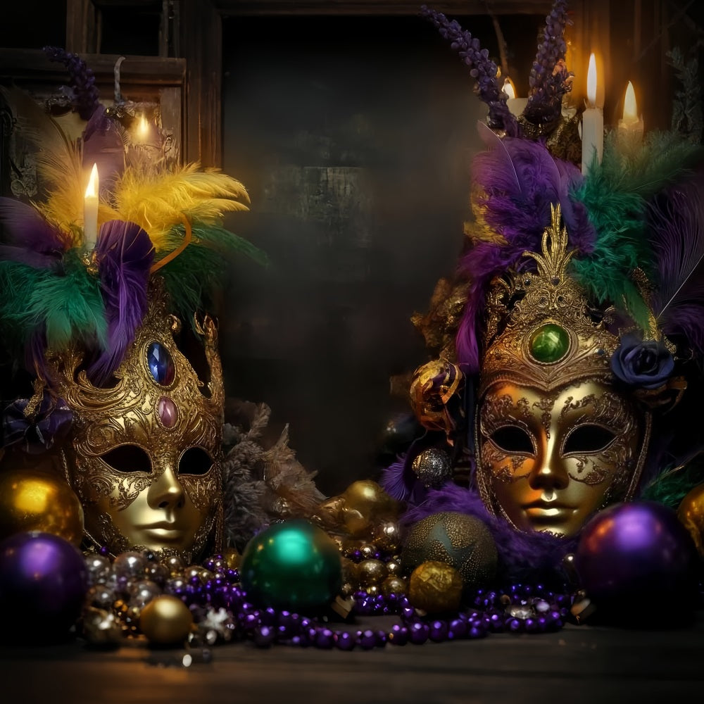 Maskenkarneval-Fotohintergrund Goldene gefiederte Maskenball Karnevals-Fotohintergrund TWW59-11