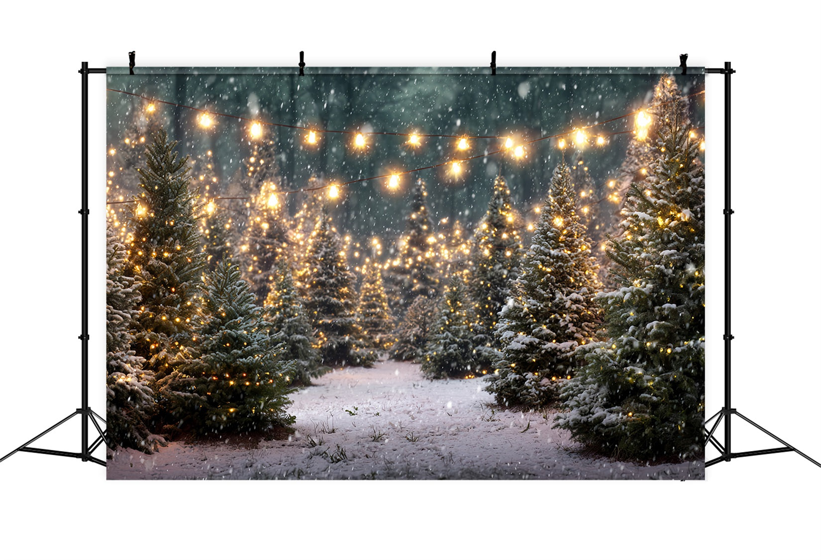 Weihnachtsbauernhof Fotohintergrund Funkelnde Waldlichter Weihnachtsbaum Fotohintergrund TWW59-116