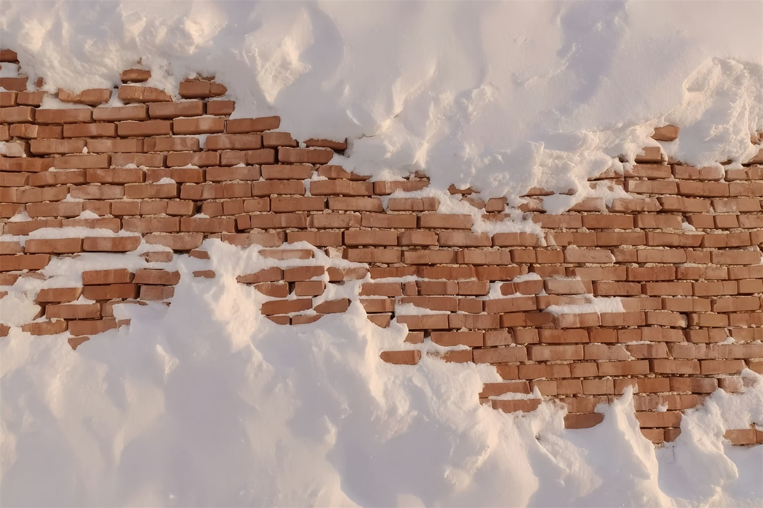 Ziegelwand-Fotohintergrund Schneebedeckte rustikale Ziegelwand-Fotohintergrund TWW59-160