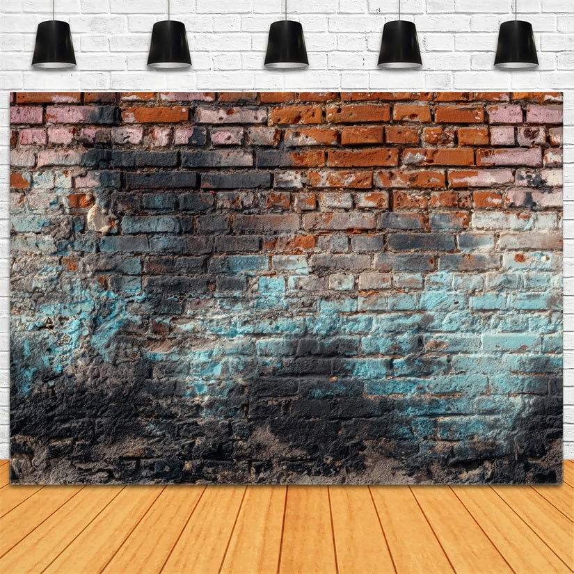 Ziegelstein-Fotohintergrund Vintage verwitterte Graffiti-Wand Ziegelstein-Fotohintergrund TWW59-165