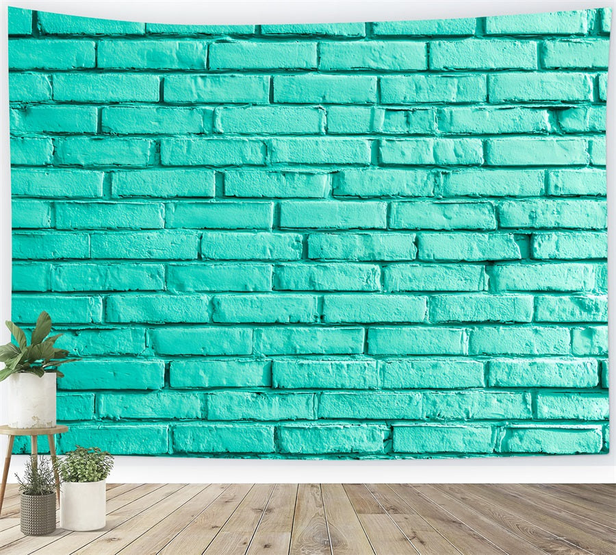 Ziegelsteinwand-Fotohintergrund Hellblaue Wand Ziegelstein-Fotohintergrund TWW59-166