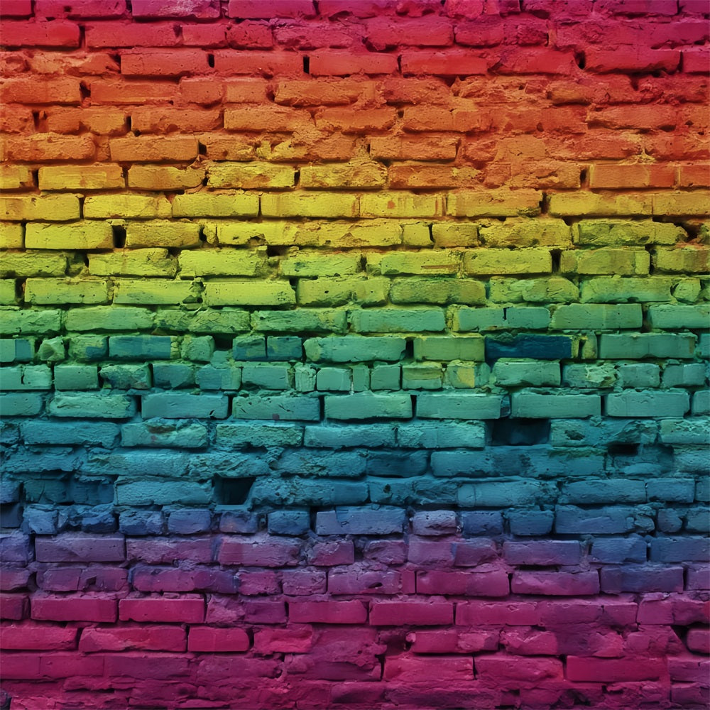 Ziegelstein-Fotohintergrund Lebendiger Regenbogen-Farbverlauf Wand Ziegelstein-Studiohintergründe TWW59-167
