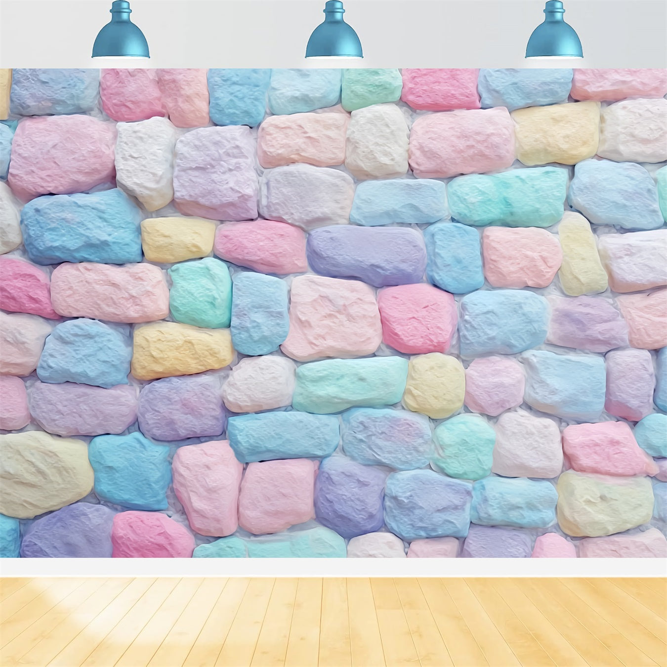 Ziegelsteinwand-Fotohintergrund Pastellfarbene Steinmusterwand Ziegelstein-Fotohintergrund TWW59-168