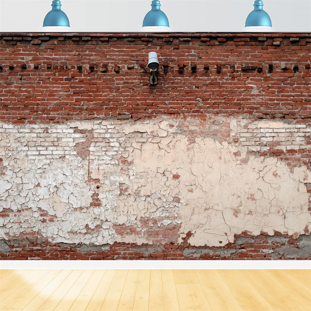 Ziegelsteinwand-Fotohintergrund Vintage-Ziegelsteinwand Abblätternde Farbe Ziegelstein-Fotohintergrund TWW59-177