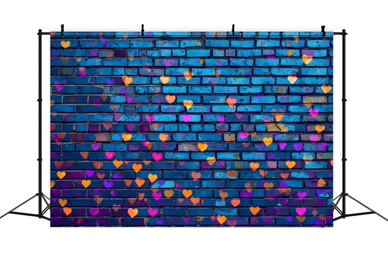 Ziegelstein-Fotokulisse Blaue Wand Bunte Herz-Graffiti Ziegelstein-Kulisse TWW59-181