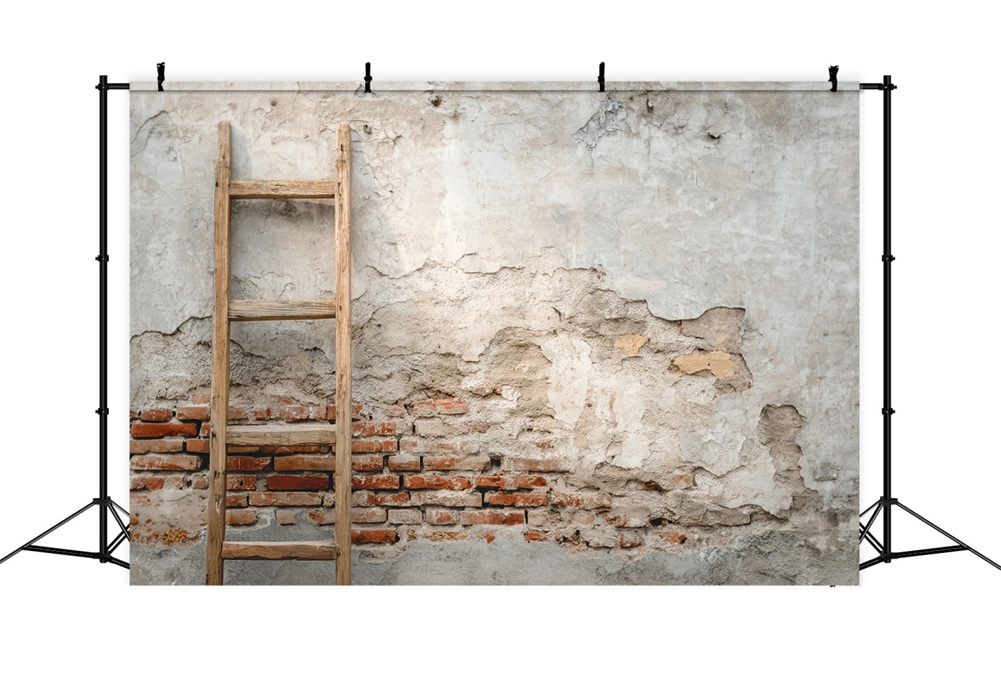 Ziegel-Fotohintergrund Betonwand Holzleiter Ziegelhintergrund TWW59-186