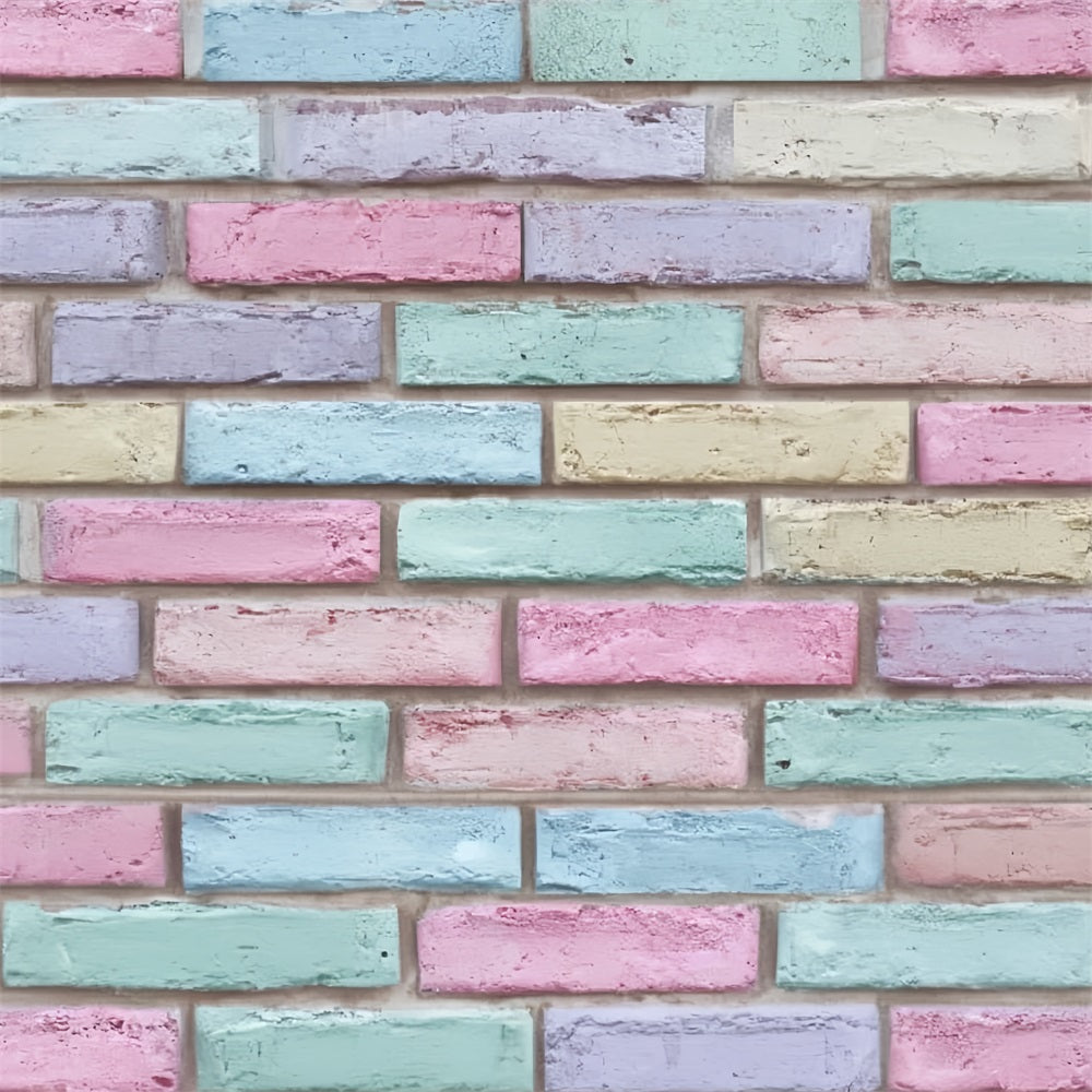 Ziegelstein-Fotohintergrund Pastellfarben Mehrfarbig gestrichene Wand Ziegelstein-Fotohintergrund TWW59-189