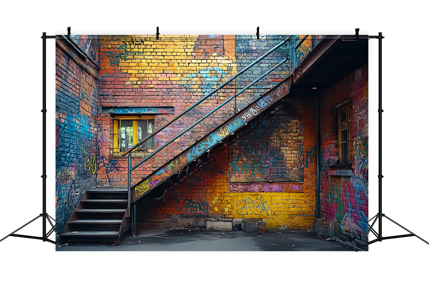 Ziegelsteinwand-Fotohintergrund Urbane Graffiti-Gasse Ziegelsteinwand Ziegelstein-Fotohintergrund TWW59-190